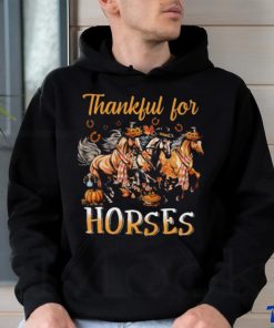 Thankful For Horses Horses With Autumn Hats Thanksgiving Horse Classic T Shirt