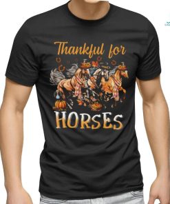 Thankful For Horses Horses With Autumn Hats Thanksgiving Horse Classic T Shirt