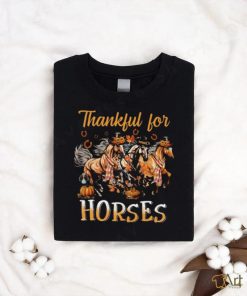 Thankful For Horses Horses With Autumn Hats Thanksgiving Horse Classic T Shirt