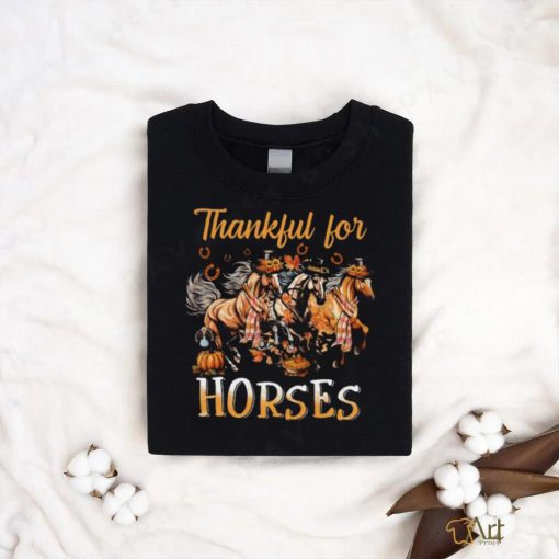 Thankful For Horses   Horses With Autumn Hats   Thanksgiving Horse Classic T Shirt