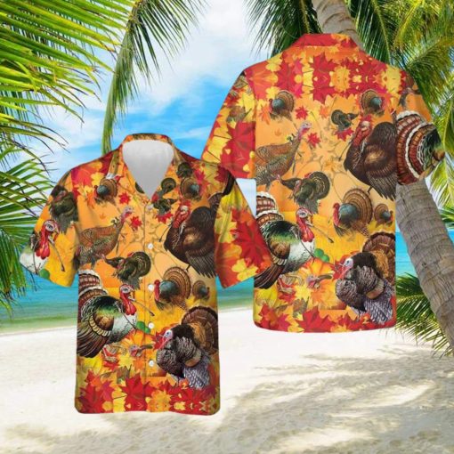 Thanksgiving Turkey Wishbone Hawaiian Shirt Fall Leaves Thanksgiving Shirt Gifts For Men