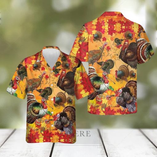 Thanksgiving Turkey Wishbone Hawaiian Shirt Fall Leaves Thanksgiving Shirt Gifts For Men