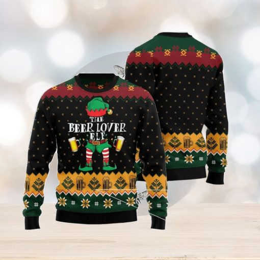 The Beer Lover Elf Family Gift Ugly Christmas Sweater