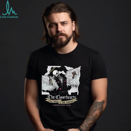 The Cloverhearts Winter EU Germany Tour 2023 Frankfurt Merch, The Cloverhearts Sick And Scared Skeleton Winter Tour T Shirt