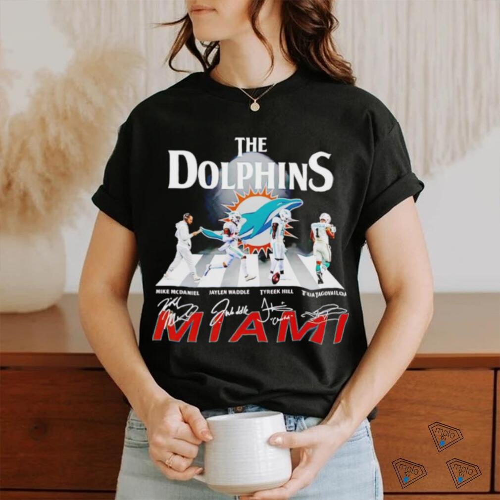The Dolphins Abbey Road Mike McDaniel Jaylen Waddle Tyreek Hill signatures shirt The Dolphins Abbey Road Mike McDaniel Jaylen Waddle Tyreek Hill signatures shirt