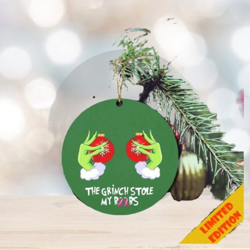 The Grinch Hand Holding Boobs Funny The Grinch Stole My Boobs Christmas 2023 Holiday Gift Ornament