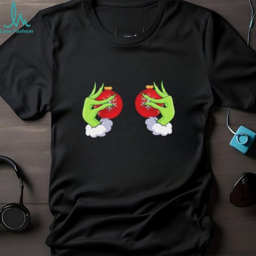 The Grinch Hand Holding Boobs Ornament Christmas Funny Unisex T Shirt