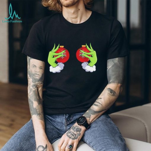 The Grinch Hand Holding Boobs Ornament Christmas Funny Unisex T Shirt