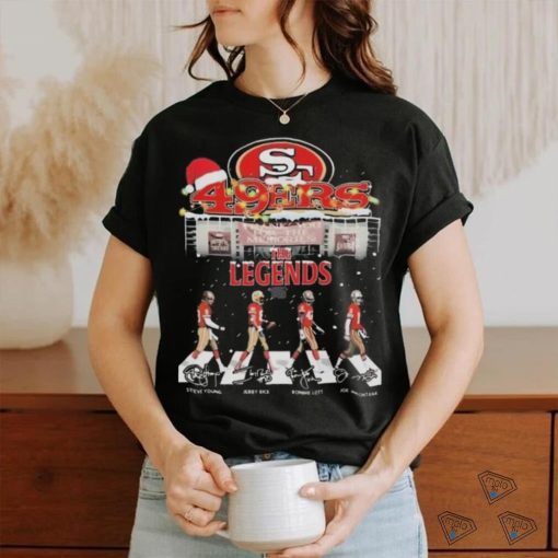 The Legends Santa Hat San Francisco 49ers Abbey Road Christmas Signatures Shirt