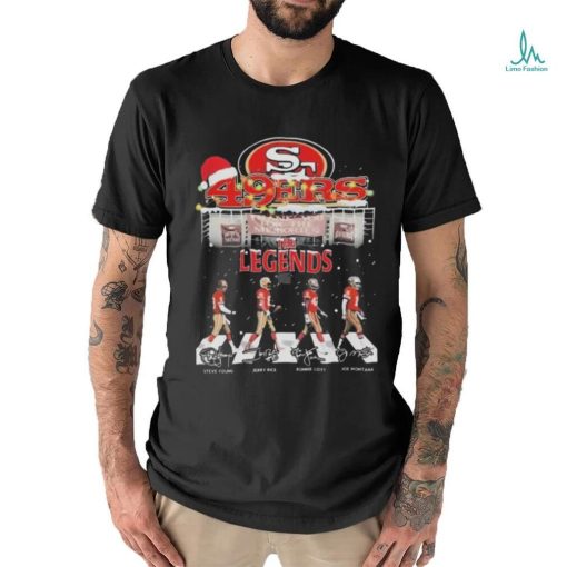 The Legends Santa Hat San Francisco 49ers Abbey Road Christmas Signatures Shirt