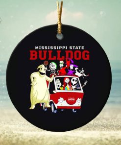 The Nightmare Before Christmas characters Mississippi State Bulldogs on the car ornament