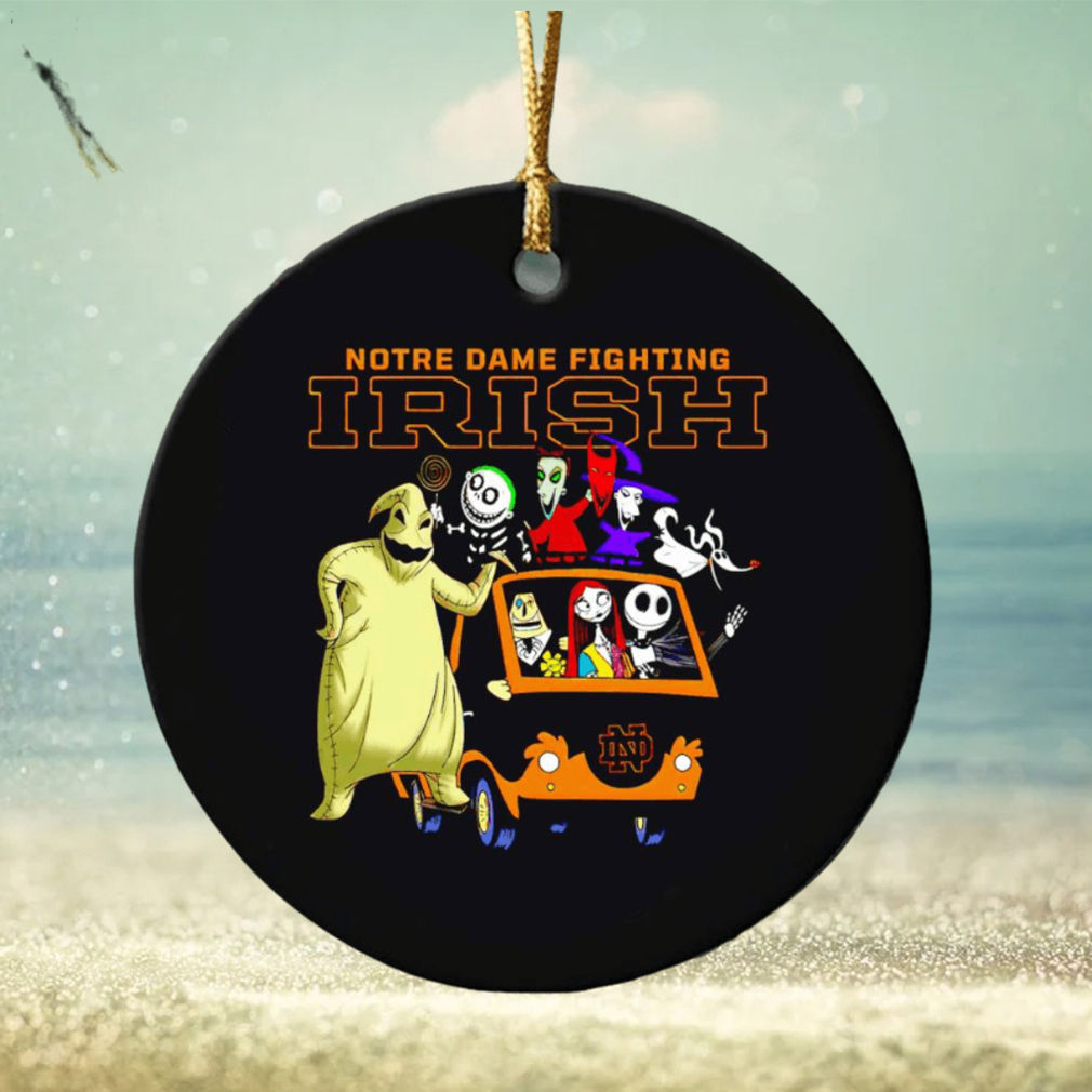 The Nightmare Before Christmas characters Notre Dame Fighting Irish on the car ornament The Nightmare Before Christmas characters Notre Dame Fighting Irish on the car ornament