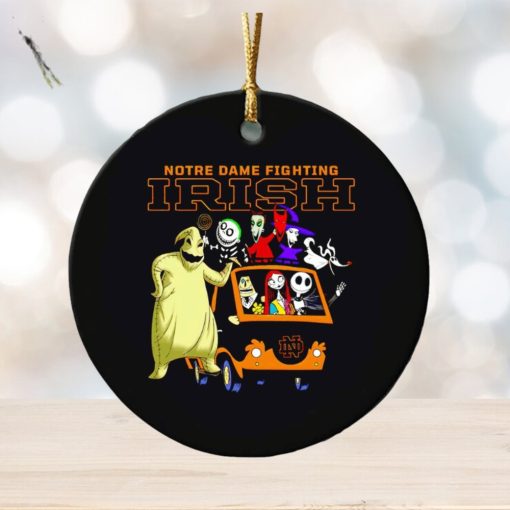 The Nightmare Before Christmas characters Notre Dame Fighting Irish on the car ornament