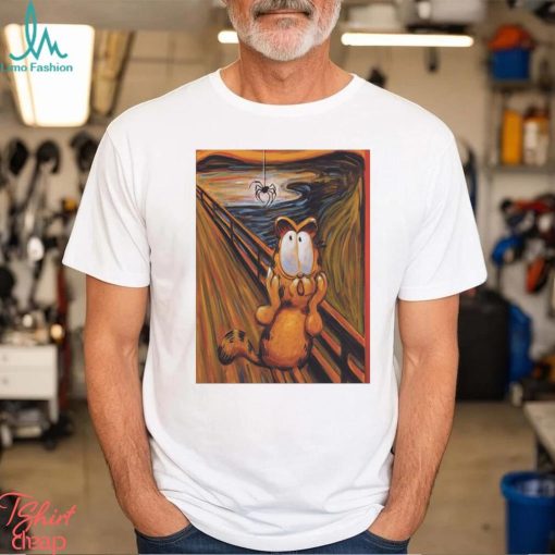 The Scream art style for Garfield with spider Halloween 2023 shirt