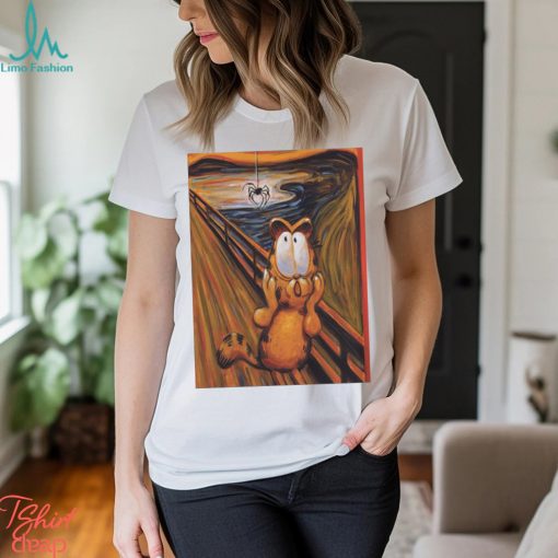 The Scream art style for Garfield with spider Halloween 2023 shirt