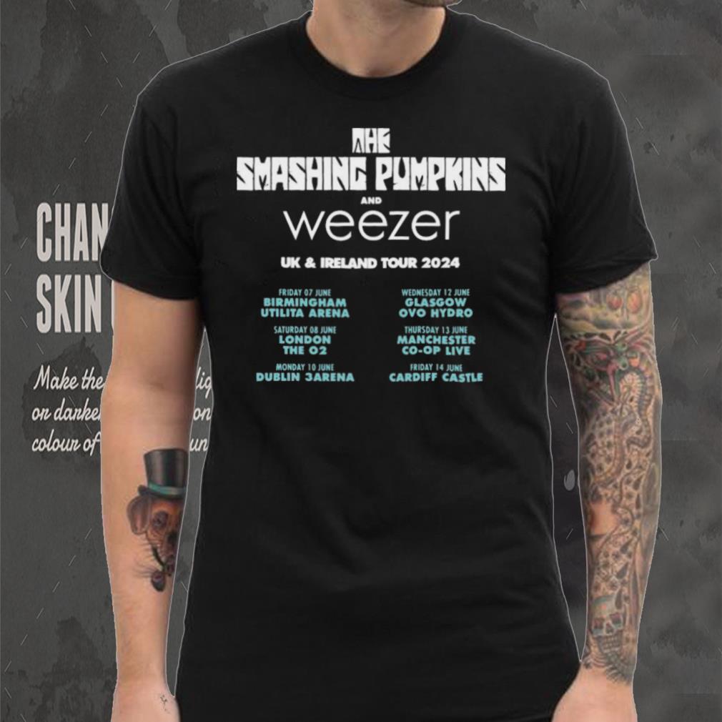 The Smashing Pumpkins And Weezer UK And Ireland Tour 2024 Schedule List tee Shirt The Smashing Pumpkins And Weezer UK And Ireland Tour 2024 Schedule List tee Shirt