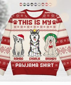 This Is My Pawjama Shirt Christmas Gift For Dog Lover, Pet Owner Personalized Unisex Ugly Sweater