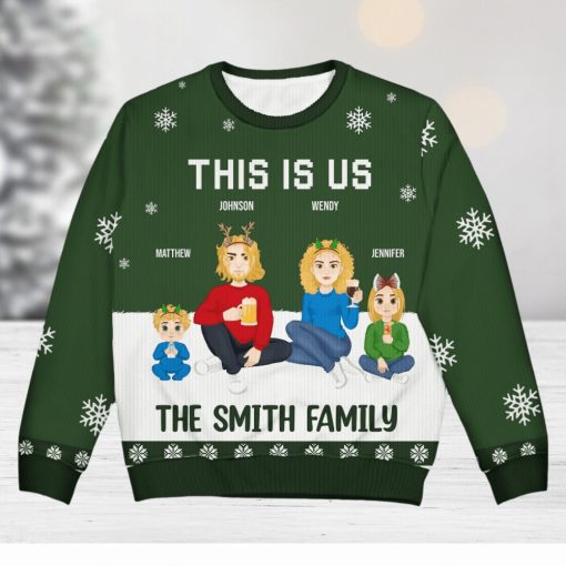 This Is Us   Christmas Gift For Family   Personalized Unisex Ugly Sweater