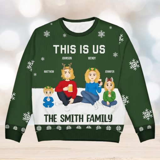 This Is Us   Christmas Gift For Family   Personalized Unisex Ugly Sweater