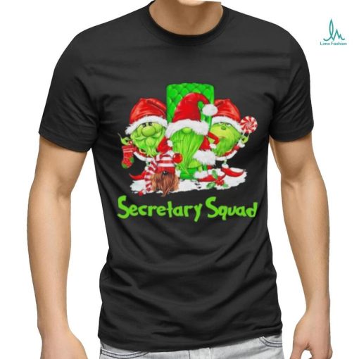 Three the Santa Grinch Gnomes Secretary Squad Merry Christmas shirt