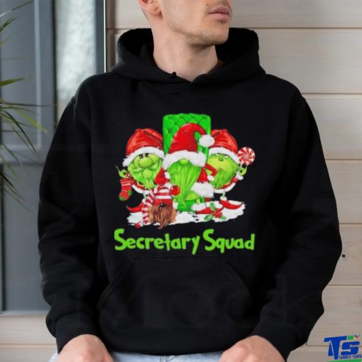 Three the Santa Grinch Gnomes Secretary Squad Merry Christmas shirt