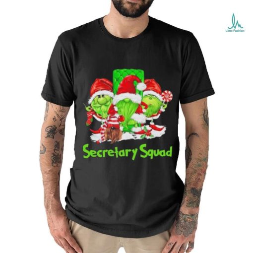 Three the Santa Grinch Gnomes Secretary Squad Merry Christmas shirt