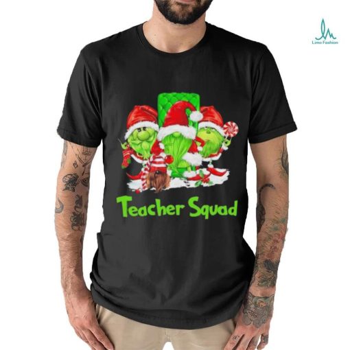 Three the Santa Grinch Gnomes Teacher Squad Merry Christmas shirt