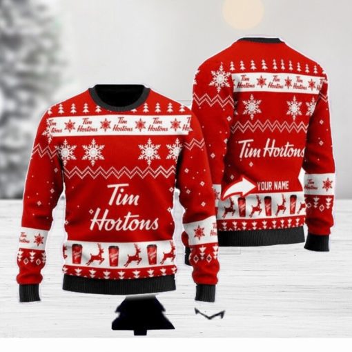 Tim Hortons Personalized Name And Number Ugly Christmas Sweater Christmas Holiday Gift