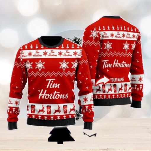 Tim Hortons Personalized Name And Number Ugly Christmas Sweater Christmas Holiday Gift