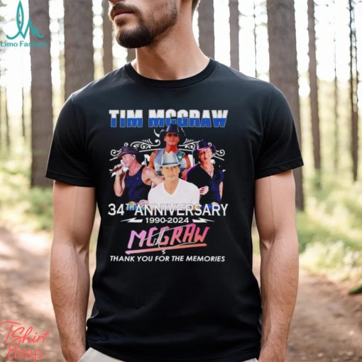 Tim Mcgraw 34th anniversary 1990 2024 thank you for the memories signature shirt