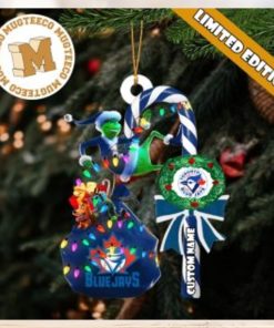 Toronto Blue Jays MLB Grinch Candy Cane Personalized Xmas Gifts Christmas Tree Decorations Ornament 300×300