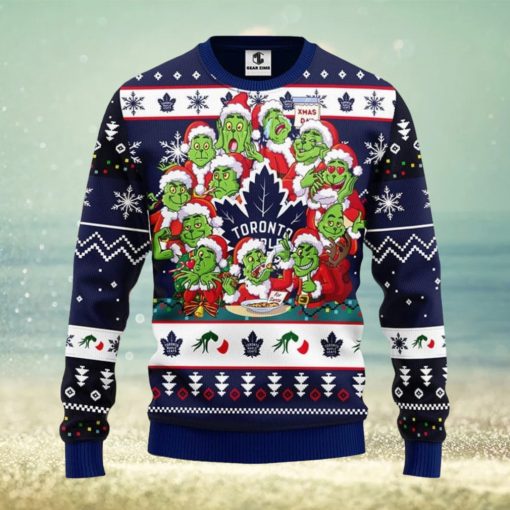 Toronto Maple Leafs 12 Grinch Xmas Day Ugly Christmas Sweater For Sport Fans Christmas Gift