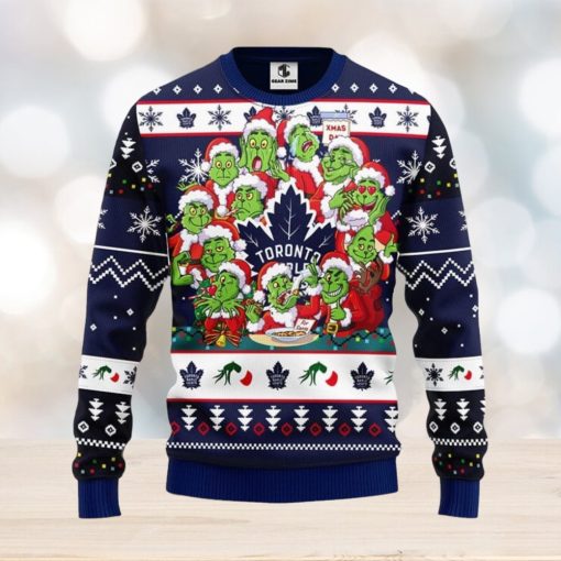 Toronto Maple Leafs 12 Grinch Xmas Day Ugly Christmas Sweater For Sport Fans Christmas Gift