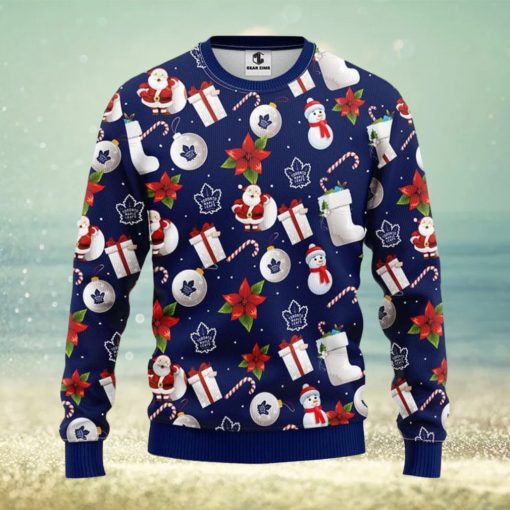 Toronto Maple Leafs Santa Claus Snowman Ugly Christmas Sweater For Sport Fans Christmas Gift