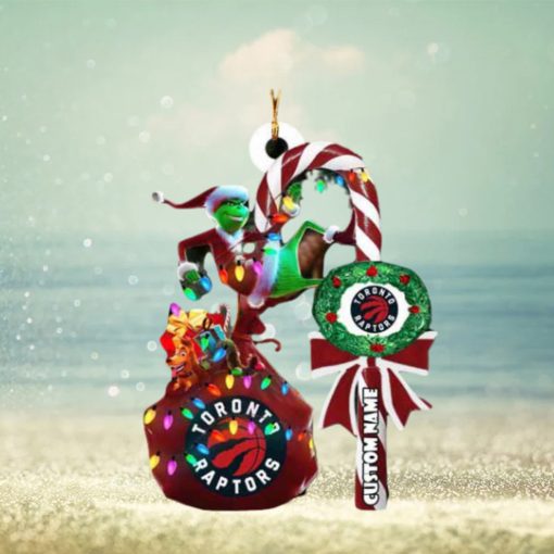 Toronto Raptors NBA Custom Name Grinch Candy Cane Tree Decorations Christmas 2023 Ornament