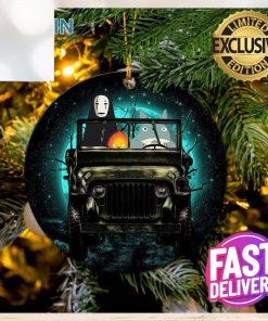 Totoro No Face Ghibli Ride Jeep Funny Anime Personalized 2023 Holiday Merry Christmas Decorations Ornament