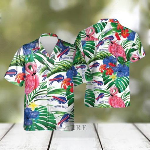 Tropical Aloha Buffalo Bills Flamingo Hawaiian Shirt Palm Leaves Pattern Gift For Beach Trip