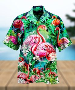 Tropical Flamingo Hawaiian Shirt Palm Leaves Pattern Gift For Beach Trip