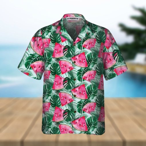 Tropical Palm Leaves Watermelon Hawaiian Shirt, Cool Watermelon Shirt For Men & Women