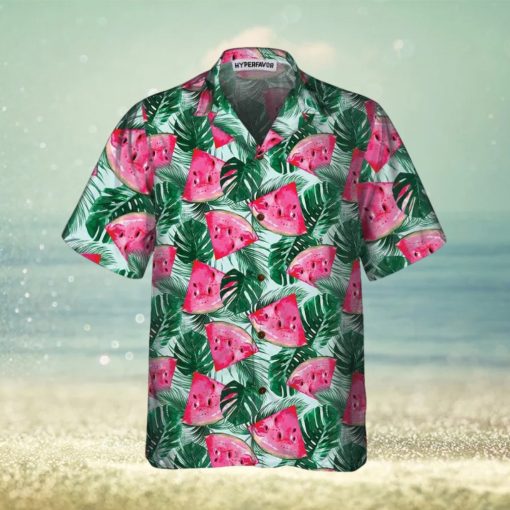 Tropical Palm Leaves Watermelon Hawaiian Shirt, Cool Watermelon Shirt For Men & Women