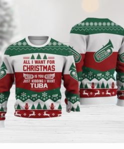 Tuba All I Want For Christmas Sweater Christmas Knitted Print Sweatshirt