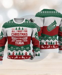 Tuba All I Want For Christmas Sweater Christmas Knitted Print Sweatshirt