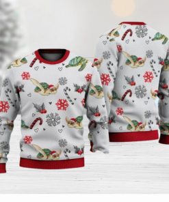 Turtle Christmas Pattern Sweater Christmas Knitted Print Sweatshirt