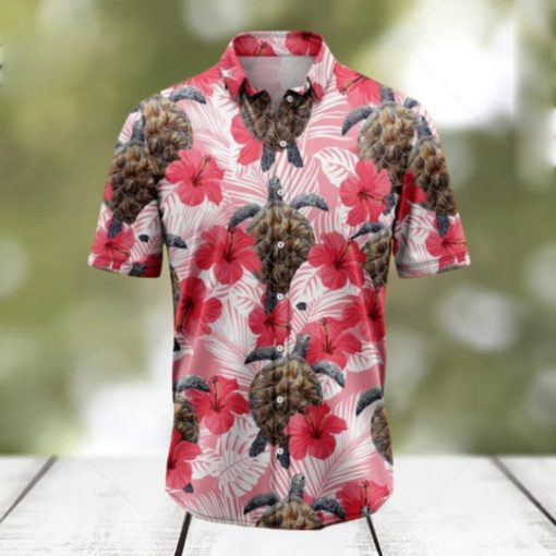 Turtle Tropical Flowers Hibiscus Tropical Hawaiian Shirt Gift For Men And Women