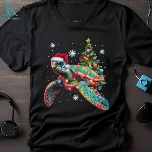 Turtle Wearing Noel Hat   Christmas Turtle Classic T Shirt