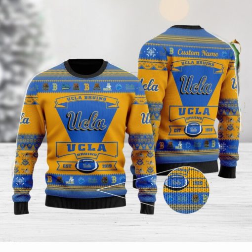 Ucla Bruins Football Team Logo Custom Name Personalized Ugly Christmas Sweater Christmas Gift For Big Fans