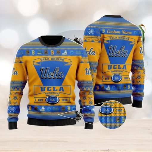 Ucla Bruins Football Team Logo Custom Name Personalized Ugly Christmas Sweater Christmas Gift For Big Fans