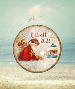 Unbreakable Retro Santa Christmas card ornament. Vintage style Holiday decorations. Old fashioned Santa ornament for toddlers   MA 1347