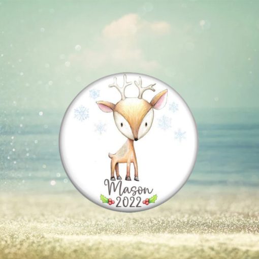 Unbreakable personalized Christmas ornaments for children. Baby’s first Christmas ornament. Cute baby Deer holiday decorations   ORN PERS 2