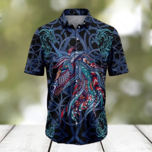 Unicorn Blue Mandala Tropical Hawaiian Shirt Gift For Men And Women